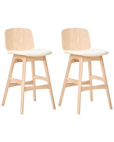 Lot de 2 chaises de bar CHARLESTON Bois Marron clair/beige clair