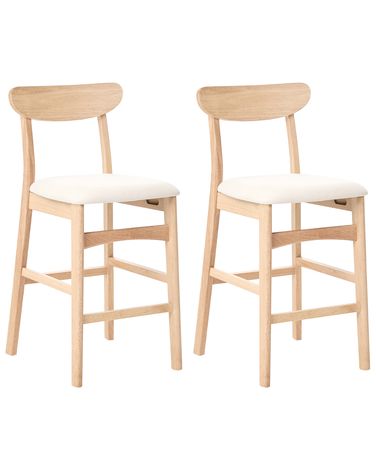 Lot de 2 chaises de bar DOYLE Bois Marron clair/beige clair