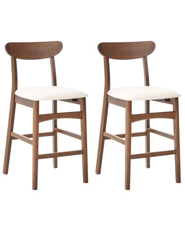 Lot de 2 chaises de bar DOYLE Bois Marron/beige clair