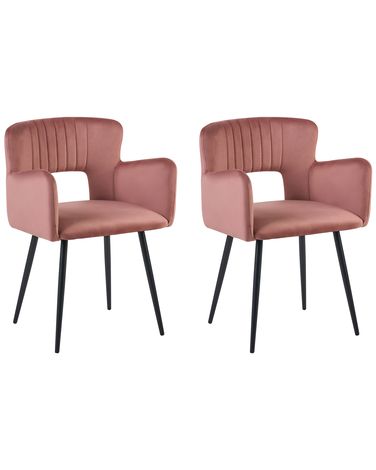 Lot de 2 chaises de salle à manger SANILAC Velours Rose pastel