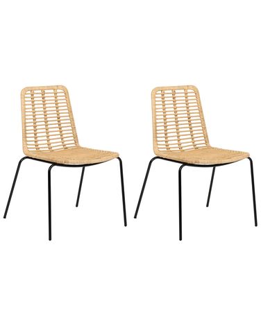 Lot de 2 chaises de salle à manger TAOS Rotin Naturel