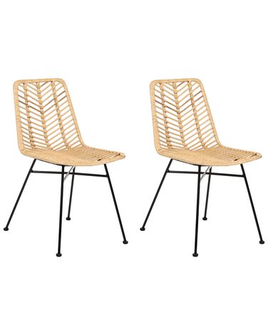 Lot de 2 chaises de salle à manger DILLEY Rotin Naturel