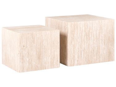 Set of 2 Coffee Tables TERO Travertine Effect