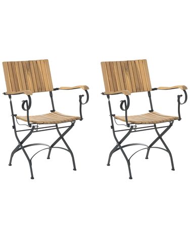 Lot de 2 chaises de jardin LASCARI Acacia Marron clair