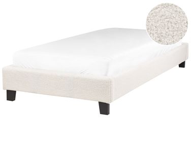 Lit sans tête de lit Bouclé ROANNE 90 x 200 cm Beige clair