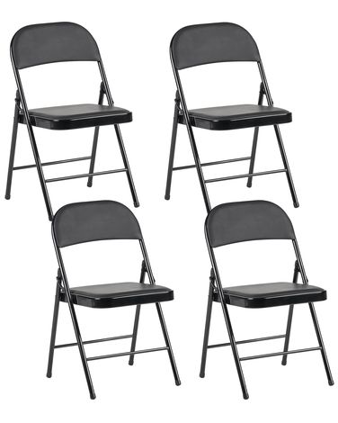 Lot de 4 chaises pliantes SHASTA Métal Noir