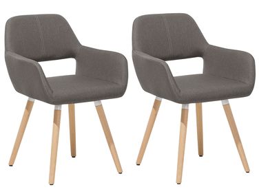 Lot de 2 chaises de salle à manger CHICAGO Tissu Taupe