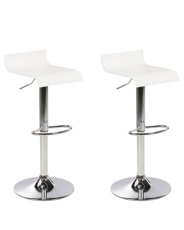 Set of 2 Bar Chairs VALENCIA Swivel White