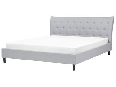 Lit avec sommier Tissu SAVERNE 180 x 200 cm Gris clair