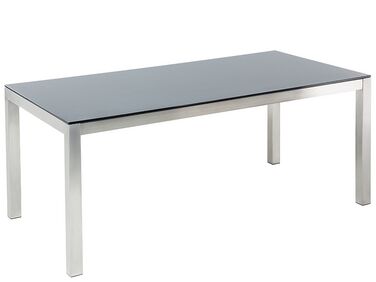 Garden Dining Table GROSSETO 180 cm 90 cm Tempered Glass Black