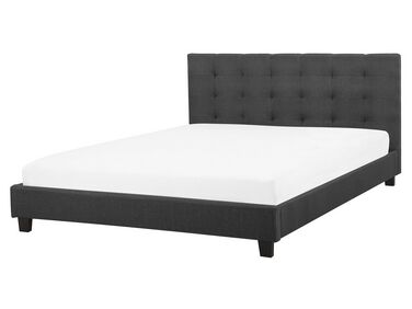 Lit avec sommier Tissu LA ROCHELLE 160 x 200 cm Gris foncé