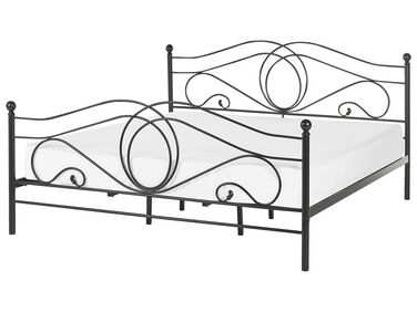 Lit avec sommier Métal LYRA 180 x 200 cm Noir