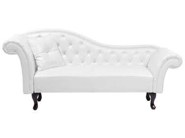 Left-Hand Chaise Longue LATTES Faux Leather White