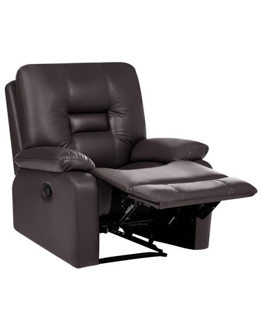 Recliner Chair BERGEN with Footrest Faux Leather Brown
