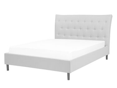 Lit avec sommier Tissu SAVERNE 140 x 200 cm Gris clair