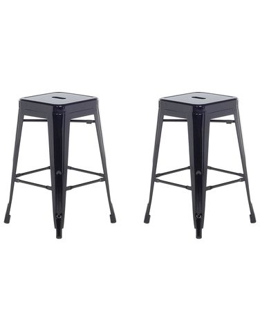 Set of 2 Bar Stools CABRILLO Metal Black