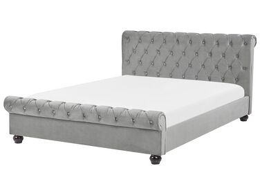 Lit avec sommier Velours AVALLON 160 x 200 cm Gris