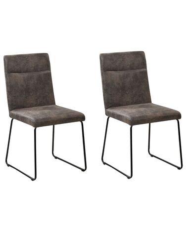 Lot de 2 chaises de salle à manger NEVADA Tissu Gris foncé