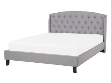 Lit avec sommier Tissu BORDEAUX 140 x 200 cm Gris clair
