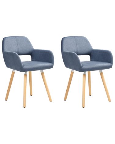 Lot de 2 chaises de salle à manger CHICAGO Tissu Bleu marine