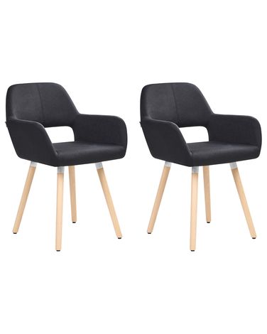 Lot de 2 chaises de salle à manger CHICAGO Tissu Noir
