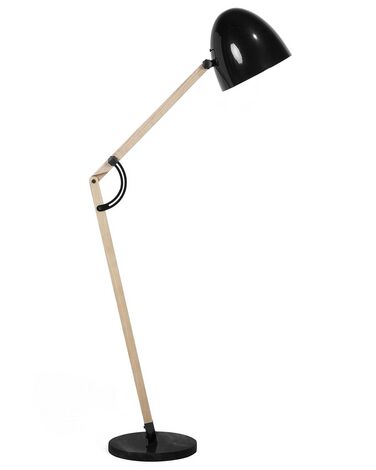 Lampadaire HETTON Réglable Bois de chêne Noir