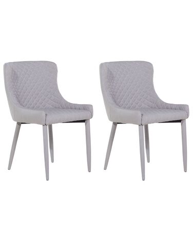 Lot de 2 chaises de salle à manger SOLANO Tissu Gris clair