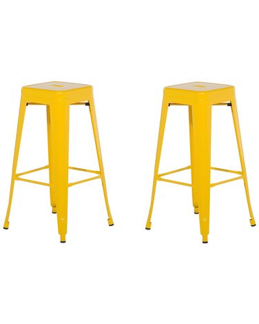 Set of 2 Bar Stools CABRILLO Metal Yellow