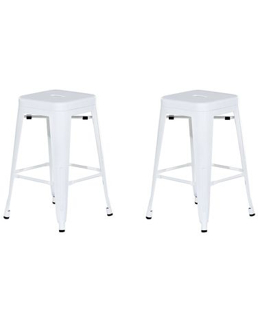 Set of 2 Bar Stools CABRILLO Metal White