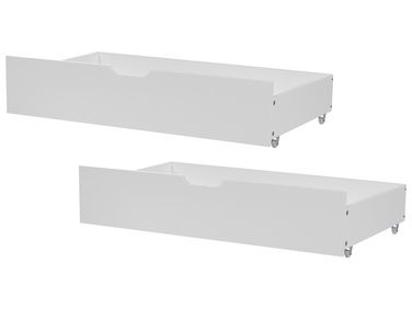 Set of 2 Bed Storage Drawers Pine Wood RUMILLY White