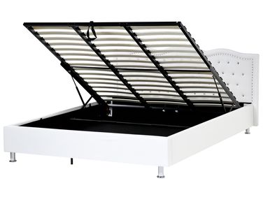 Lit ottoman Cuir PU METZ 180 x 200 cm Blanc