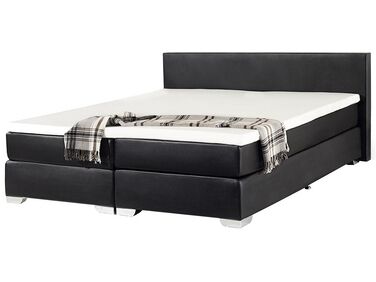 Divan Bed Faux Leather PRESIDENT 180 x 200 cm (EU Super King) Black