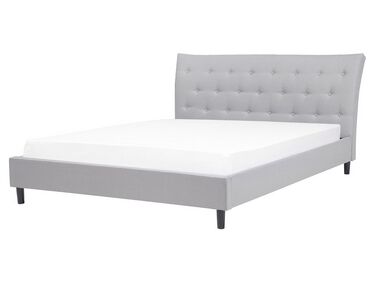 Lit avec sommier Tissu SAVERNE 160 x 200 cm Gris clair