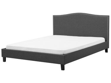 Lit avec sommier Tissu MONTPELLIER 180 x 200 cm Gris foncé