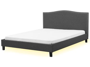Lit avec sommier Tissu MONTPELLIER 180 x 200 cm LED Blanc