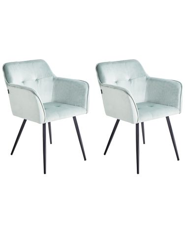 Lot de 2 chaises de salle à manger JASMIN Velours Vert menthe