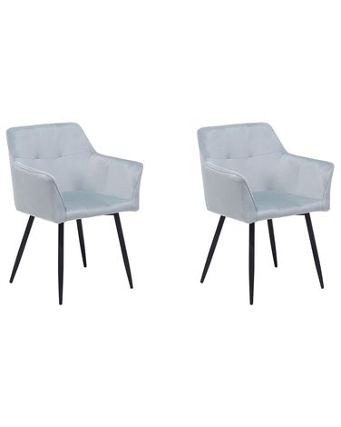 Lot de 2 chaises de salle à manger JASMIN Velours Gris clair