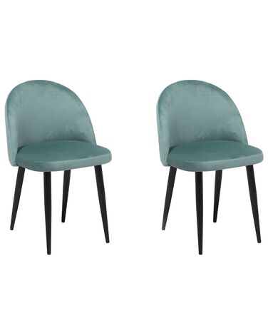 Lot de 2 chaises de salle à manger VISALIA Velours Vert menthe
