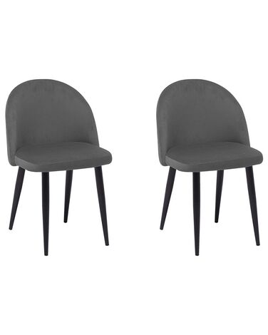 Lot de 2 chaises de salle à manger VISALIA Velours Gris