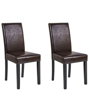 Lot de 2 chaises de salle à manger BROADWAY Cuir PU Marron foncé