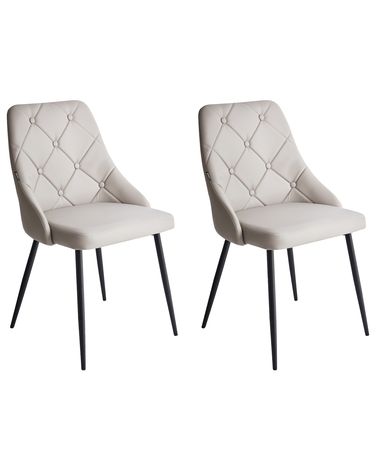 Lot de 2 chaises de salle à manger VALERIE Cuir PU Gris clair