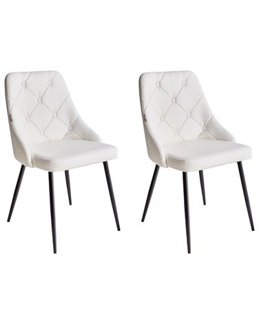 Lot de 2 chaises de salle à manger VALERIE Cuir PU Blanc