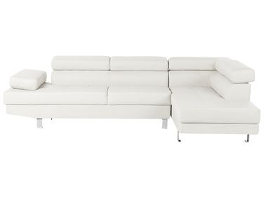Corner Sofa 5 Seater NORREA Faux Leather White Left Hand