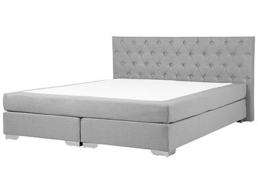 Lit Boxspring Tissu DUCHESS 180 x 200 cm Gris clair