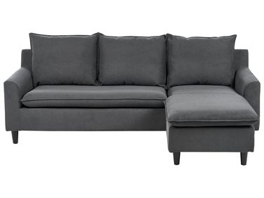 Corner Sofa 3 Seater ELVENES Fabric Dark Grey Left Hand