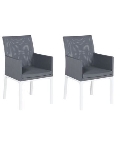 Lot de 2 chaises de jardin avec coussins BACOLI Tissu Gris foncé