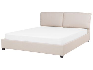 Lit avec sommier Tissu BELFORT 180 x 200 cm Beige clair