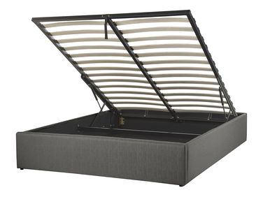 Lit ottoman sans tête de lit Tissu DINAN 140 x 200 cm Gris foncé