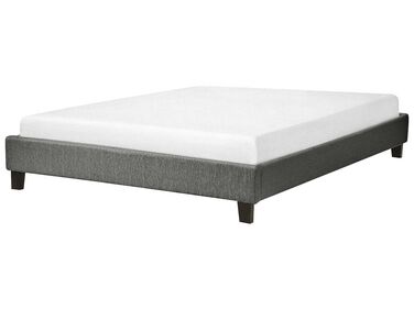 Lit sans tête de lit Tissu ROANNE 140 x 200 cm Gris