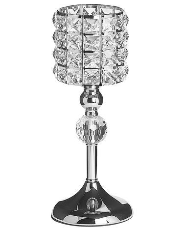 Candle Holder AVORD Glass 33 cm Silver